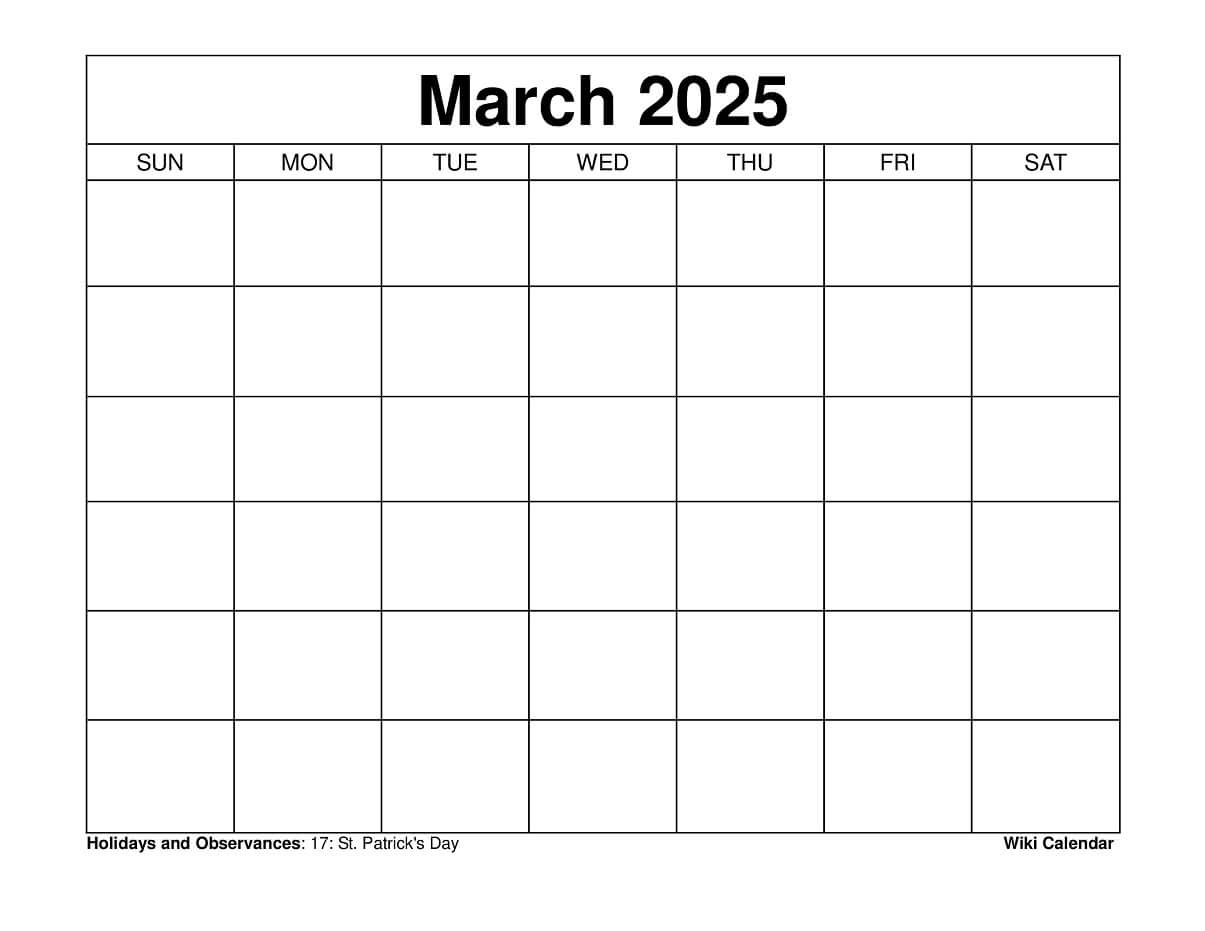 Free Printable Blank Month Calendar 2025