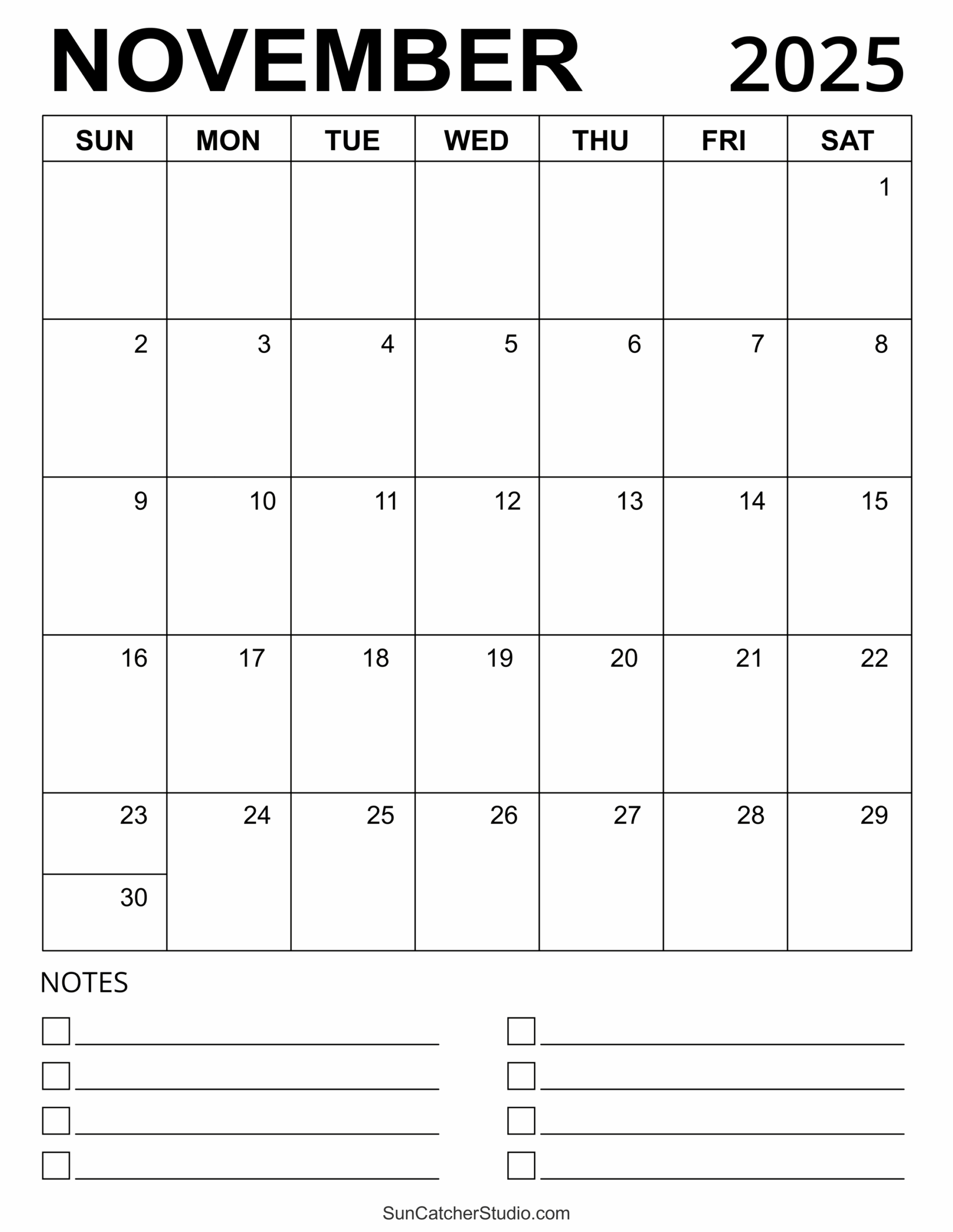 November 2025 Calendar Printable Win