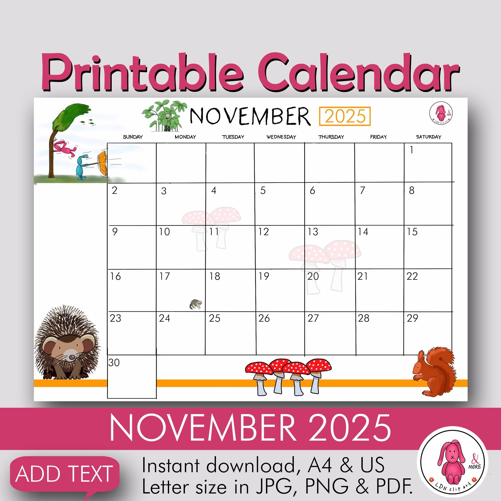 November 2025 Calendar Monthly Planner For Teachers Family 