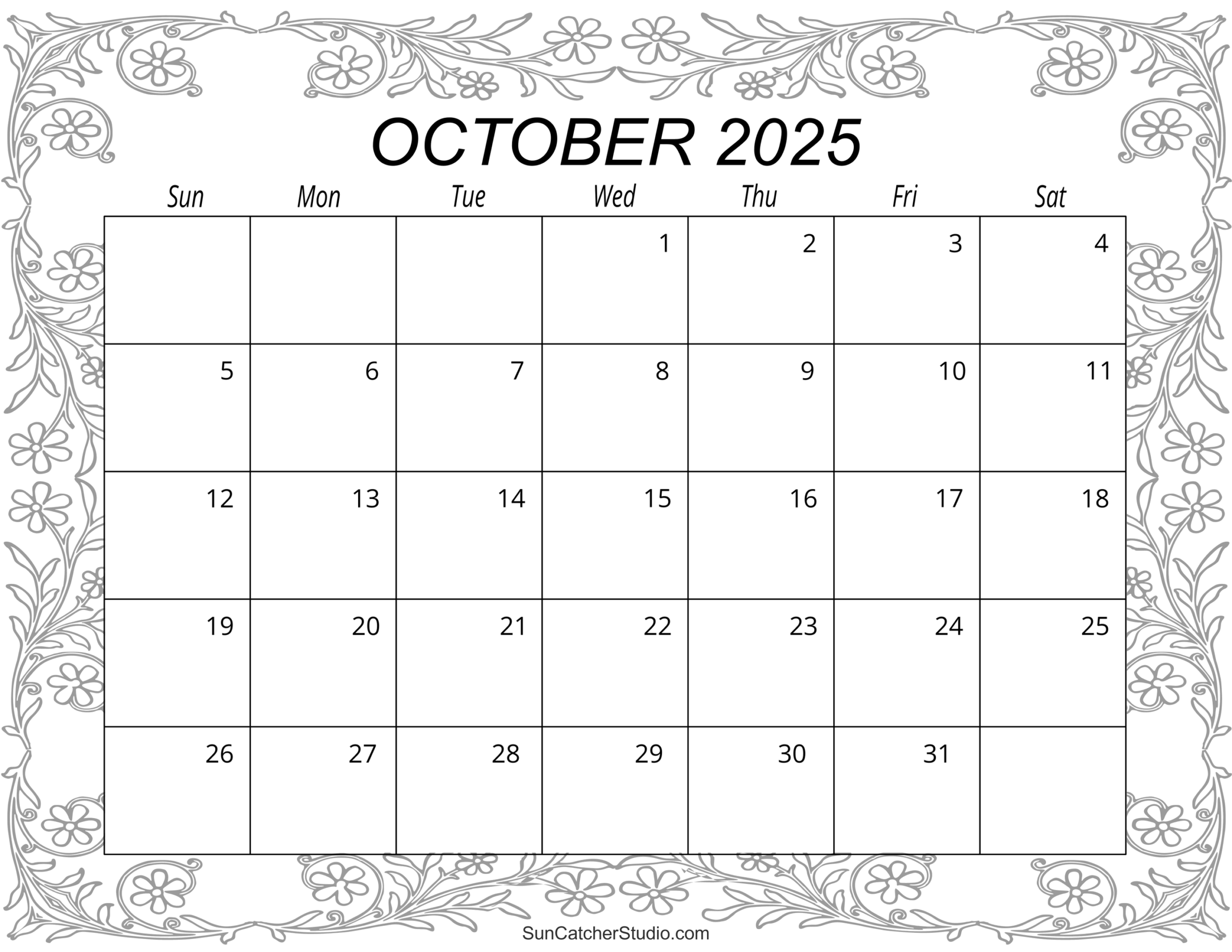 Pdf Calendar October 2025