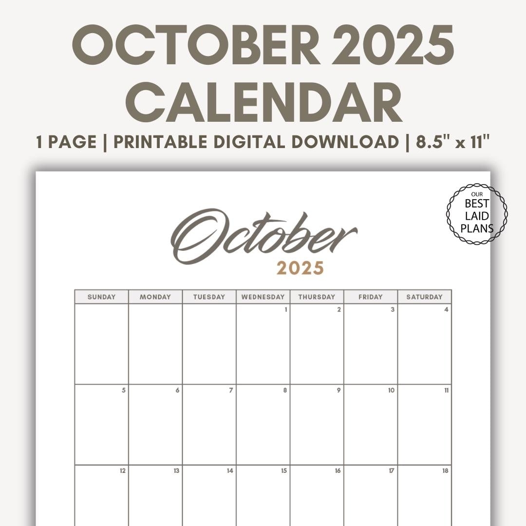 October 2025 Printable Calendar Portrait