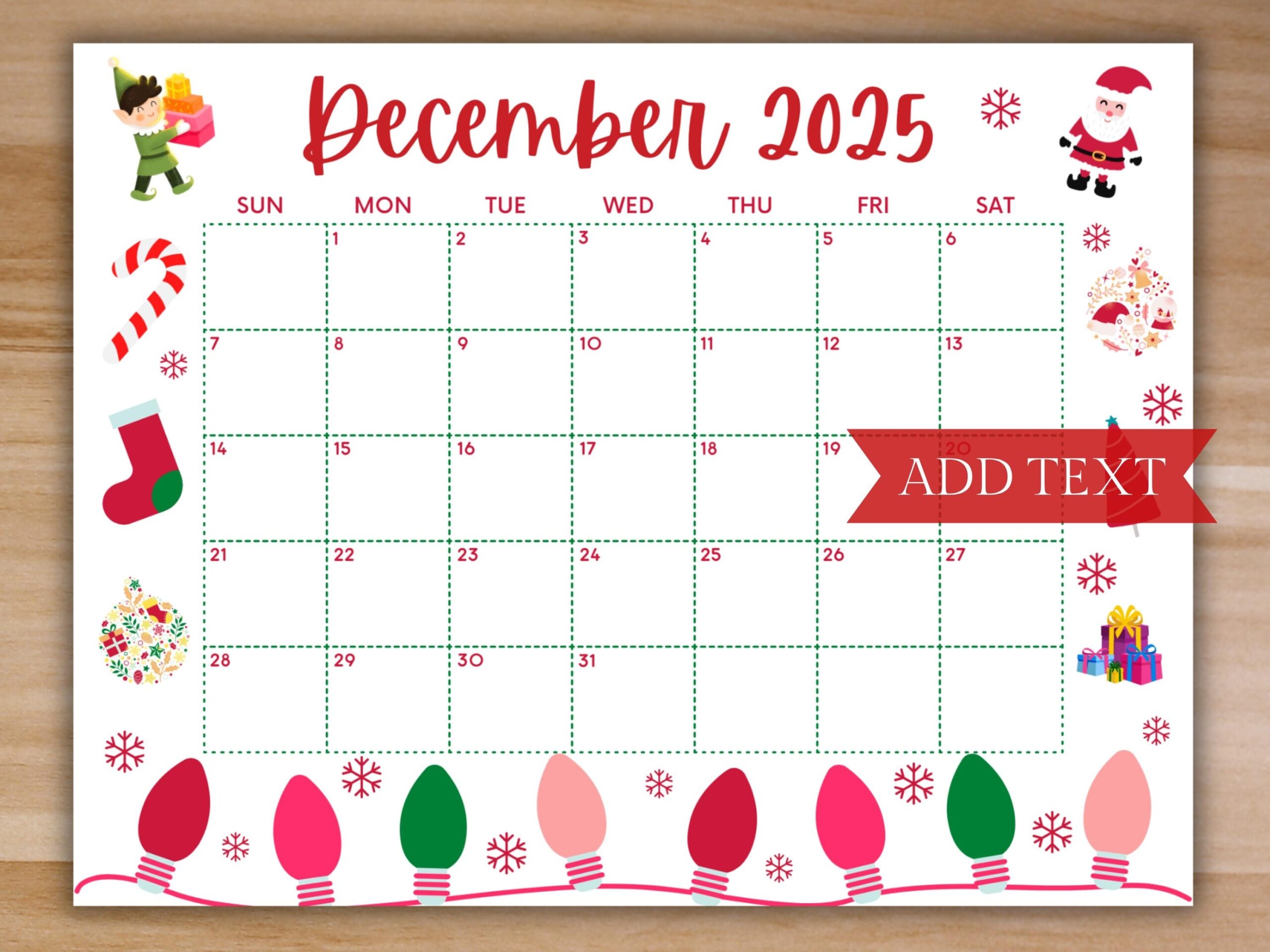 Free Printable 2025 Calendar With Holidays December