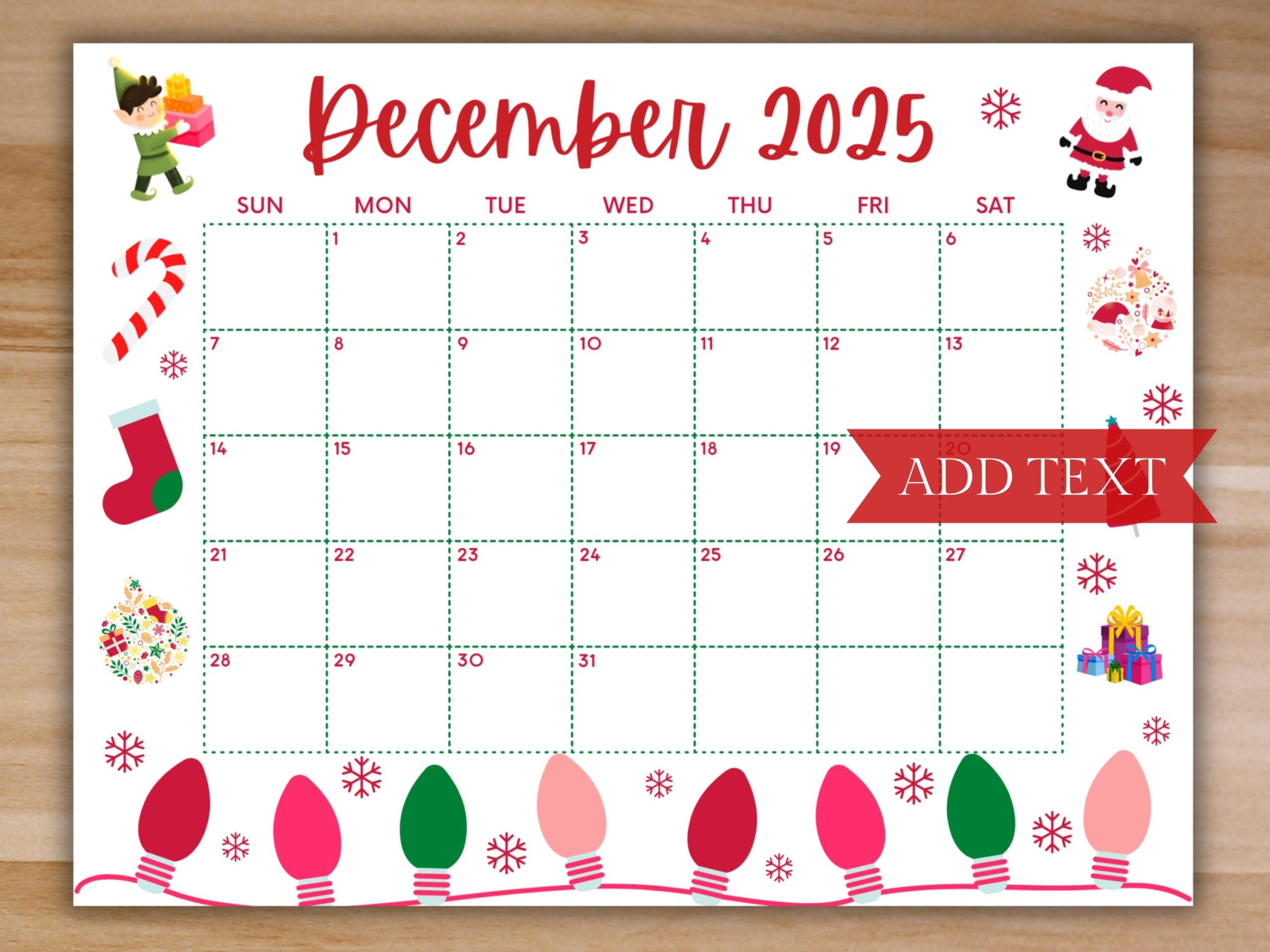 Free Printable 2025 Calendar With Holidays December