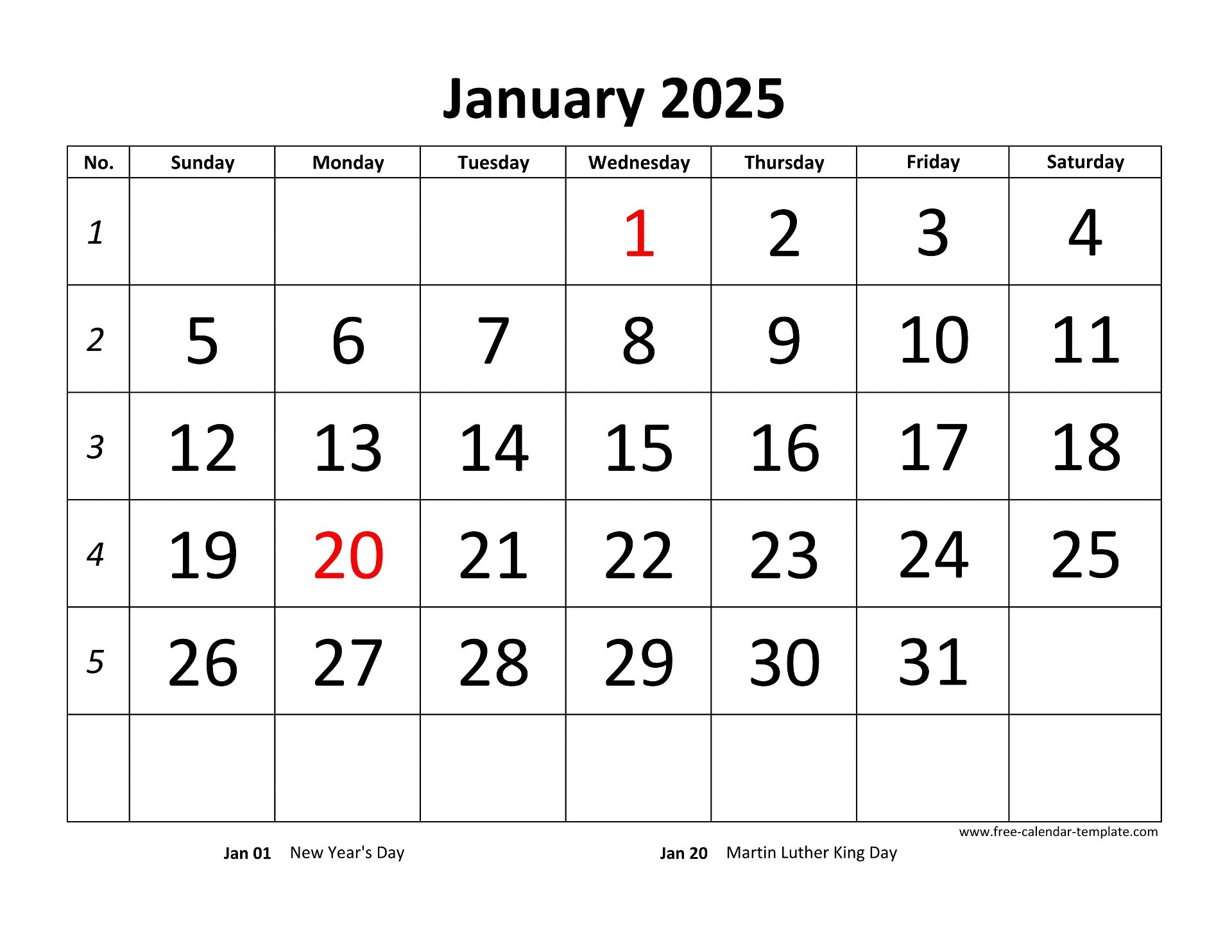 Free Printable 2025 Word Calendar With Holidays