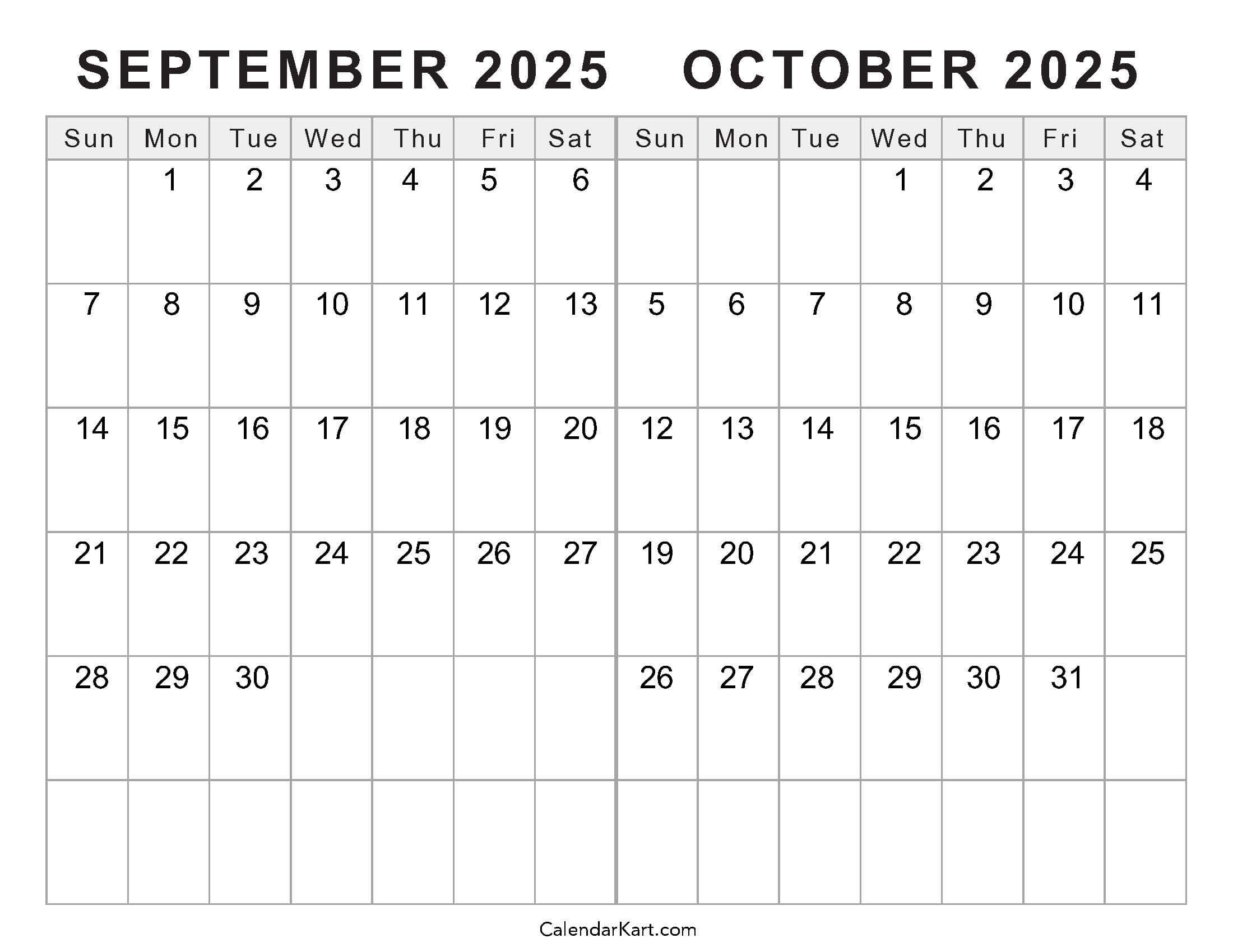 August September October 2025 Calendar