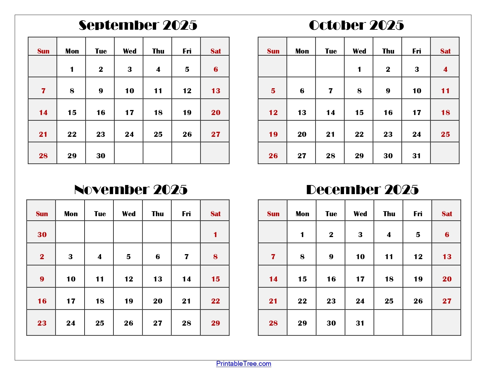 October To December 2025 Calendar