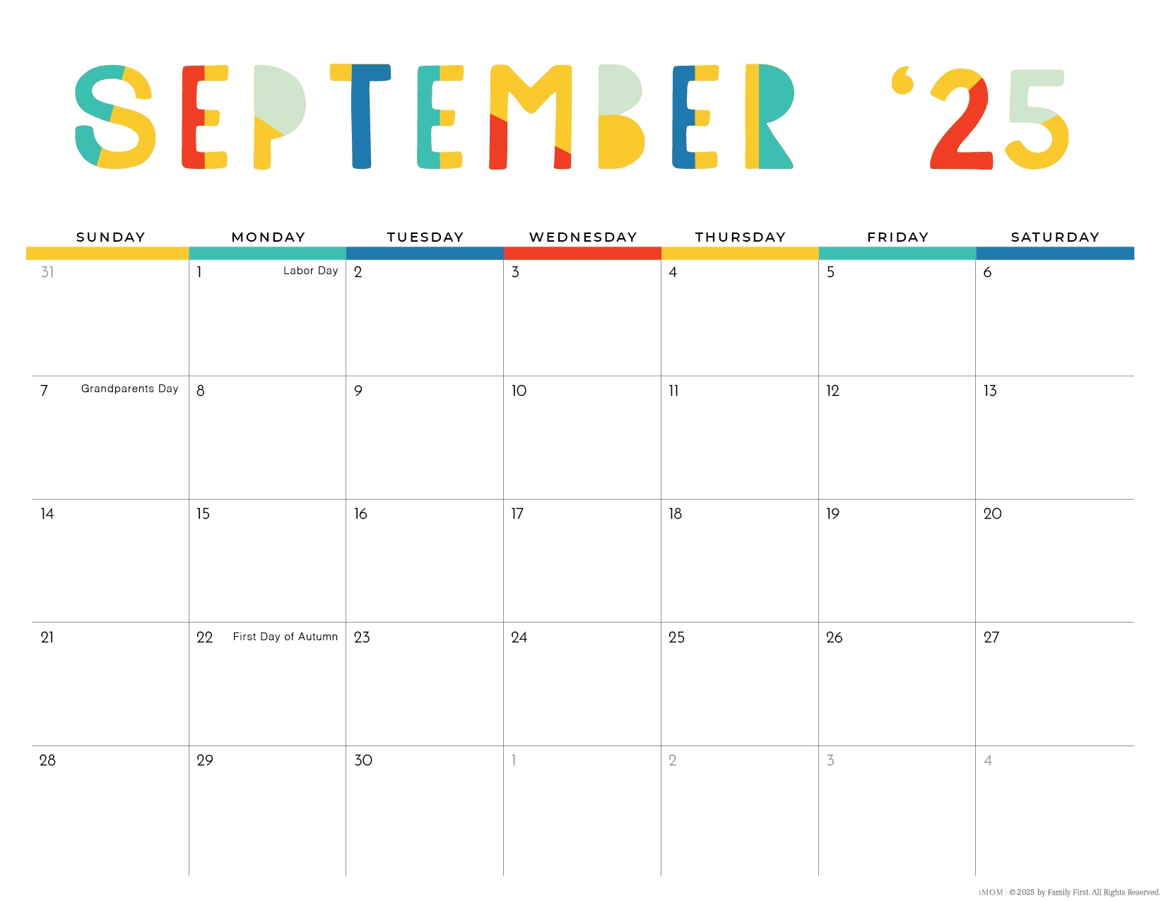 Free Printable Calendar 2025 Shining Mom